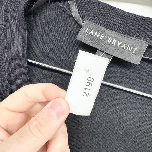 Lane Bryant Sweater Women Size 22/24 Wrap Tie Black Knotted Cardigan V-Front - Picture 3 of 5